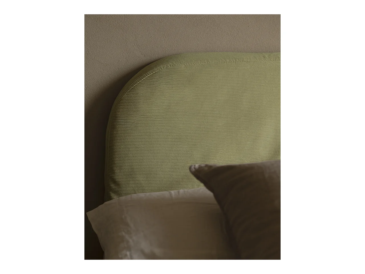 Tête de lit déhoussable en velours côtelé vert clair 160x110cm - LOLA - DECOWOOD