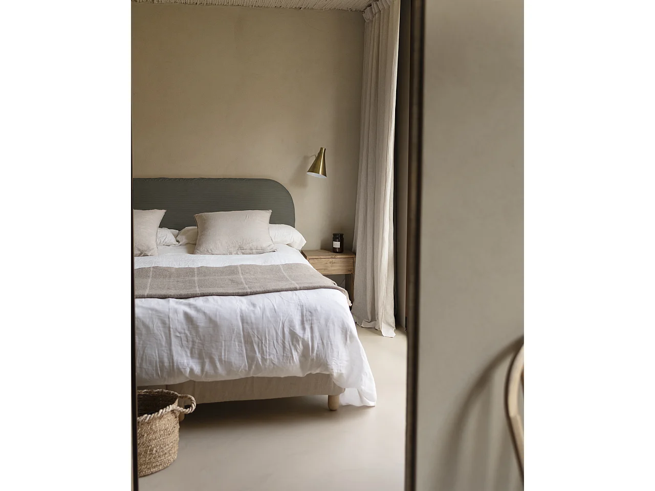 Cabecero tapizado desenfundable de pana gris oscuro de 180x110cm - LOLA - DECOWOOD