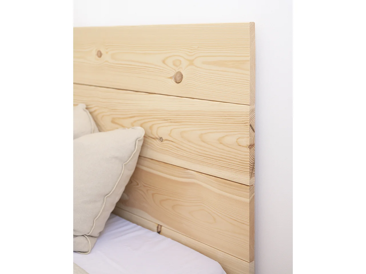 Ensemble tête de lit + 2 tables en bois ton naturel 180x80cm - FLANDES + STOKE - DECOWOOD