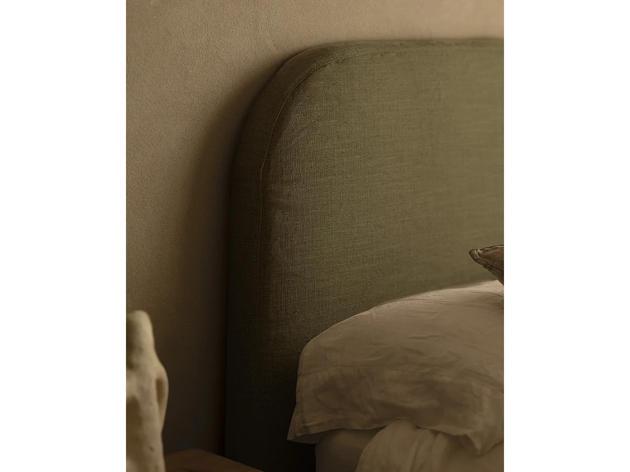 Cabecero tapizado desenfundable de lino verde de 160x110cm - MIA - DECOWOOD