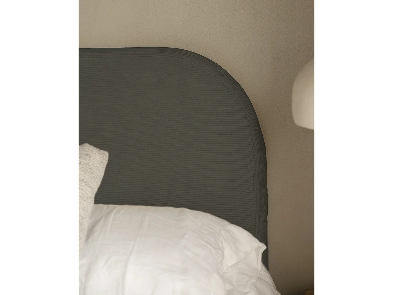 Tête de lit déhoussable en velours côtelé gris foncé 160x110cm - LOLA - DECOWOOD