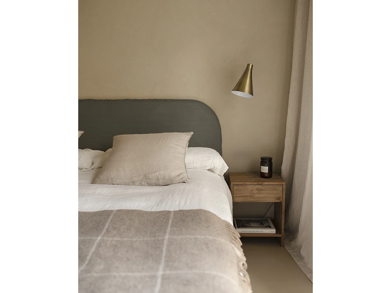 Cabecero tapizado desenfundable de pana gris oscuro de 160x110cm - LOLA - DECOWOOD