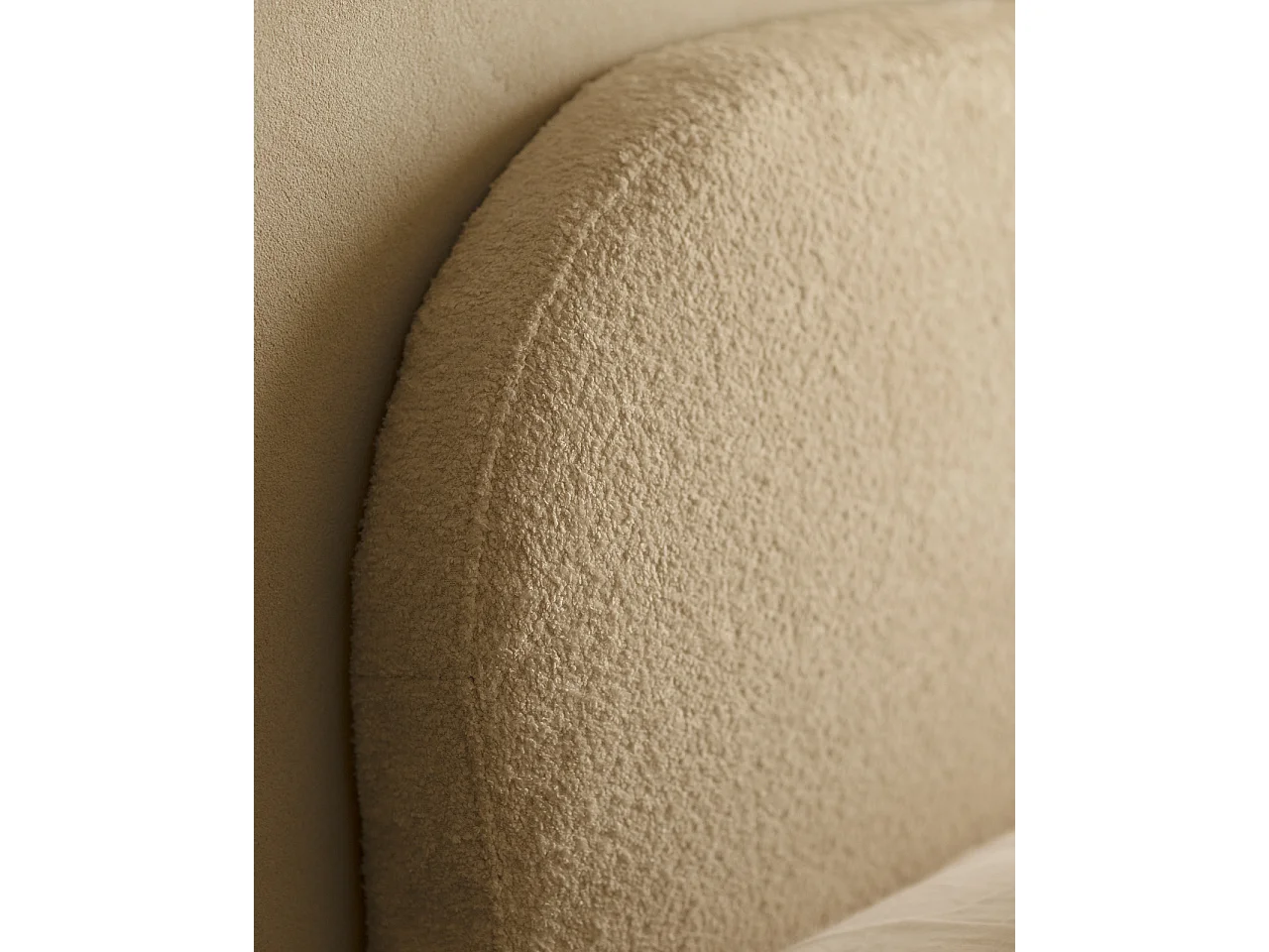 Testiera imbottita sfoderabile in bouclé in tono beige 160x110cm - BERTA - DECOWOOD