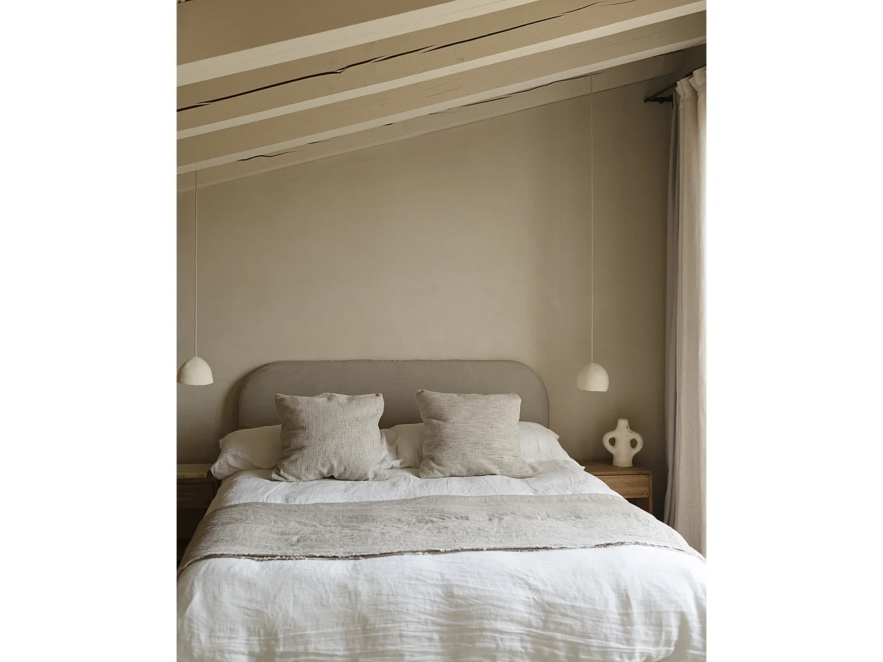 Cabecero tapizado desenfundable de pana marrón topo de 160x110cm - LOLA - DECOWOOD