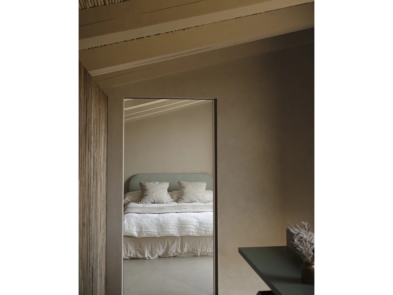 Tête de lit déhoussable en velours côtelé vert bleuté 160x110cm - LOLA - DECOWOOD