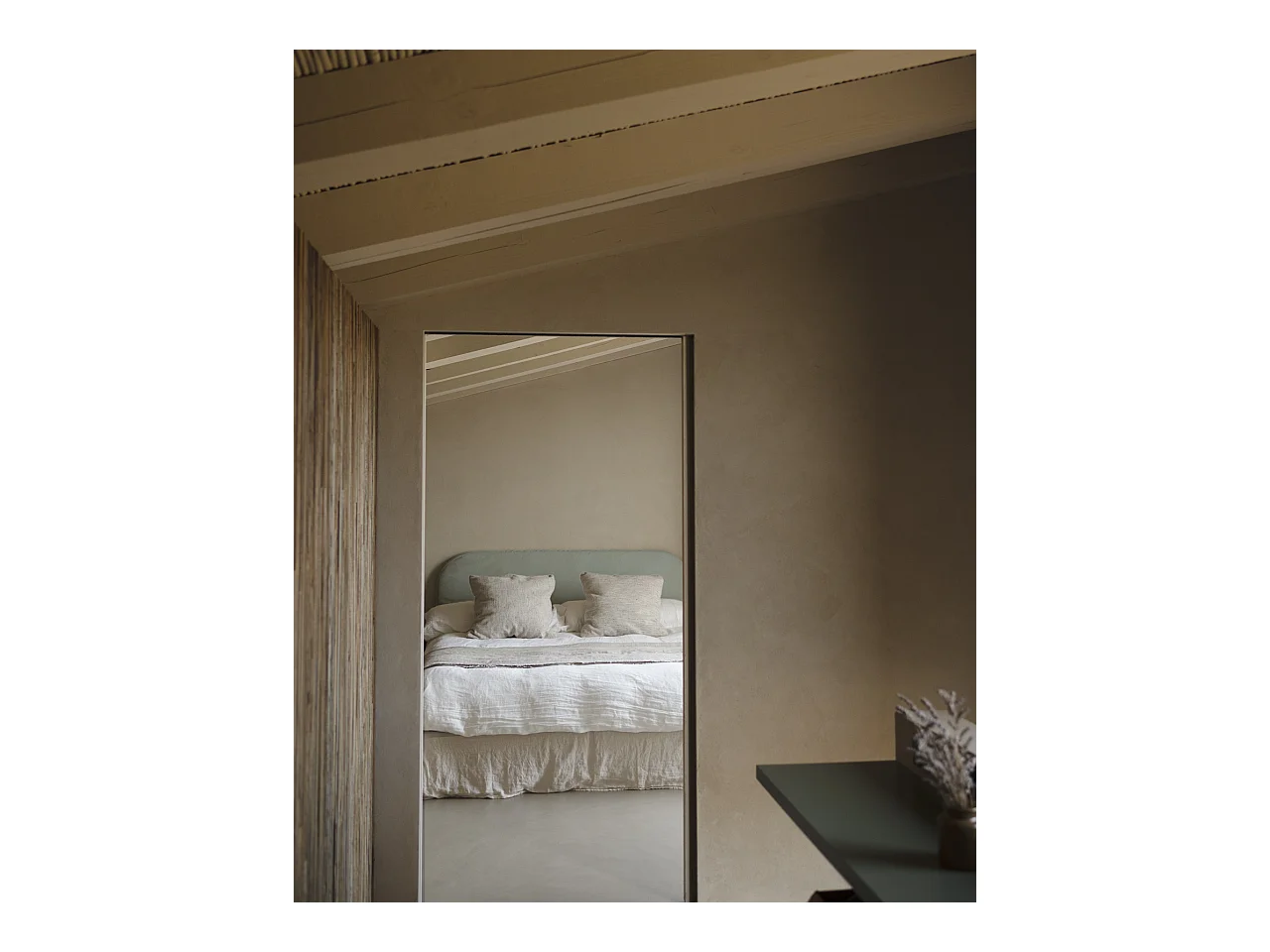 Testiera imbottita rimovibile in velluto in tono verde bluastro 180x110cm - LOLA - DECOWOOD