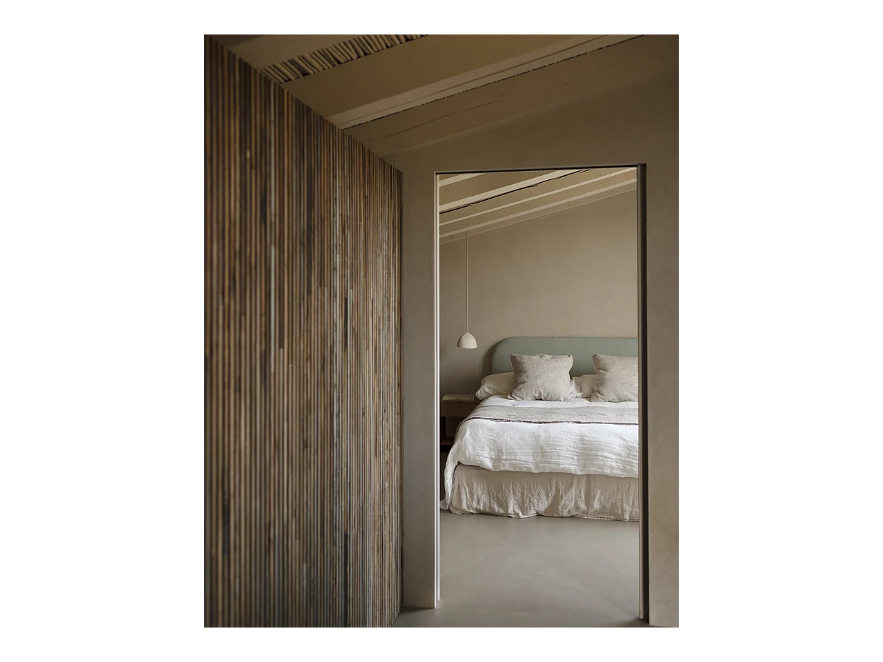 Tête de lit déhoussable en velours côtelé vert bleuté 180x110cm - LOLA - DECOWOOD
