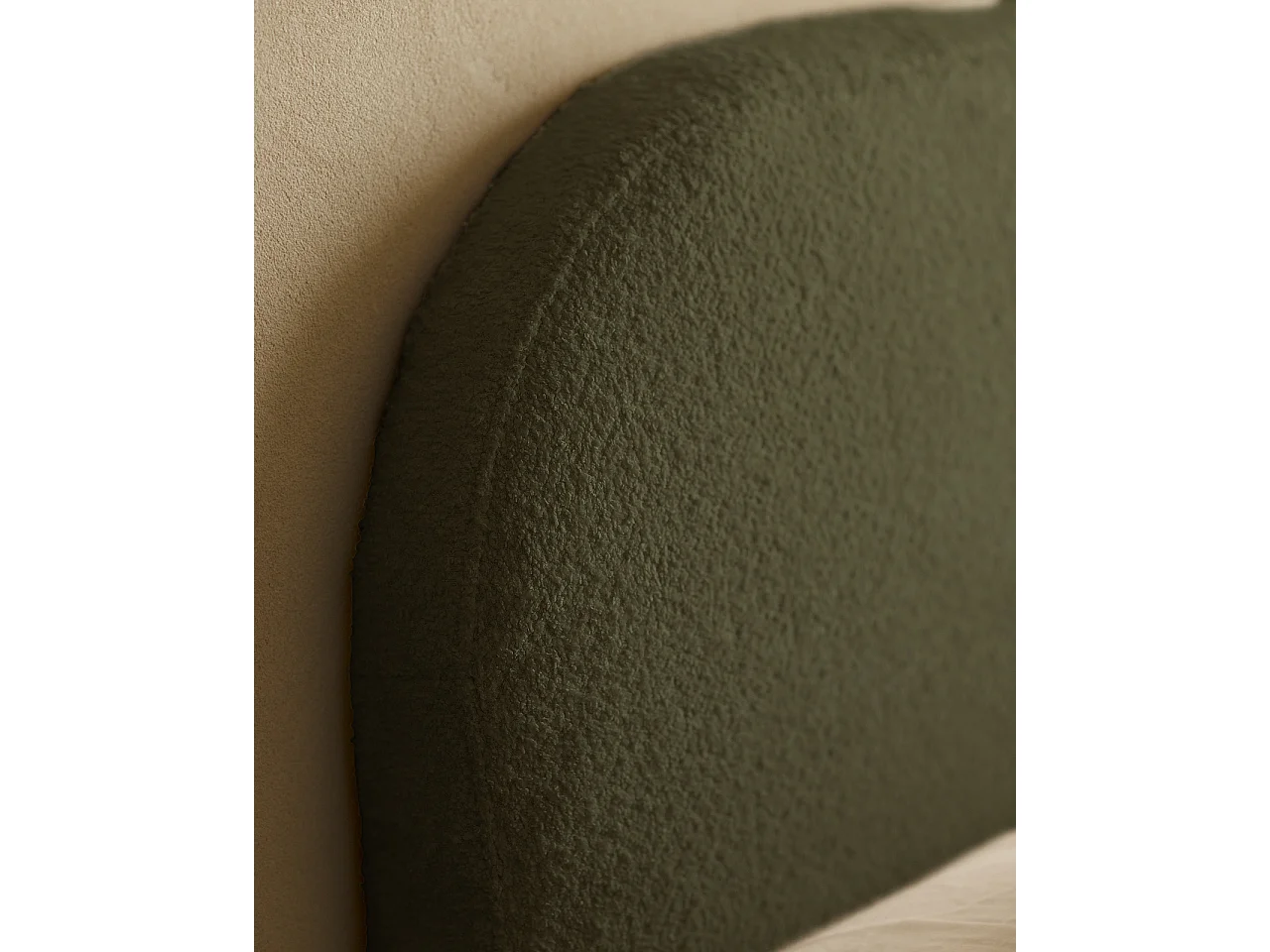 Testiera imbottita sfoderabile in bouclé in tono verde 180x110cm - BERTA - DECOWOOD