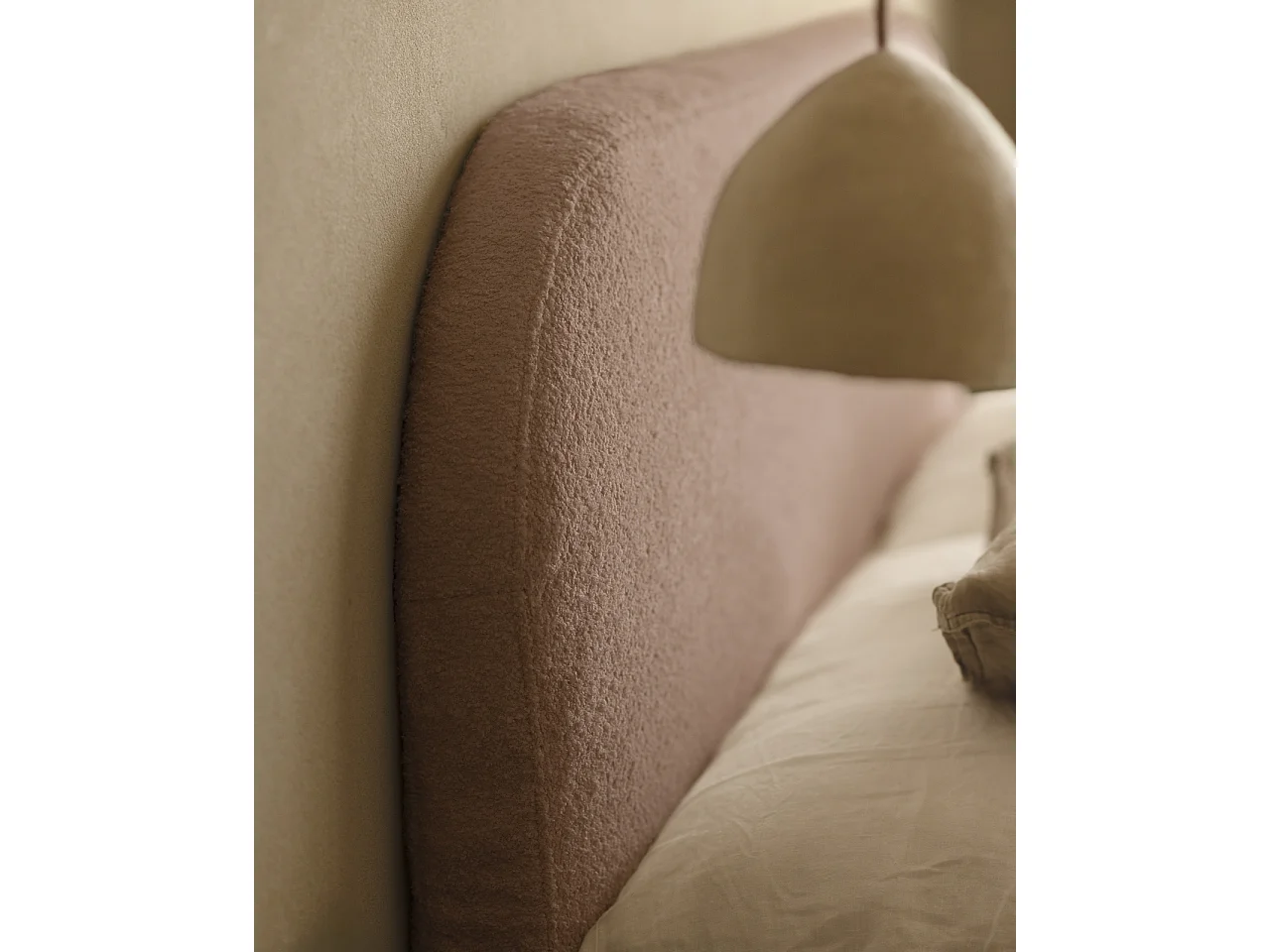 Testiera imbottita sfoderabile in bouclé in tono rosa 160x110cm - BERTA - DECOWOOD