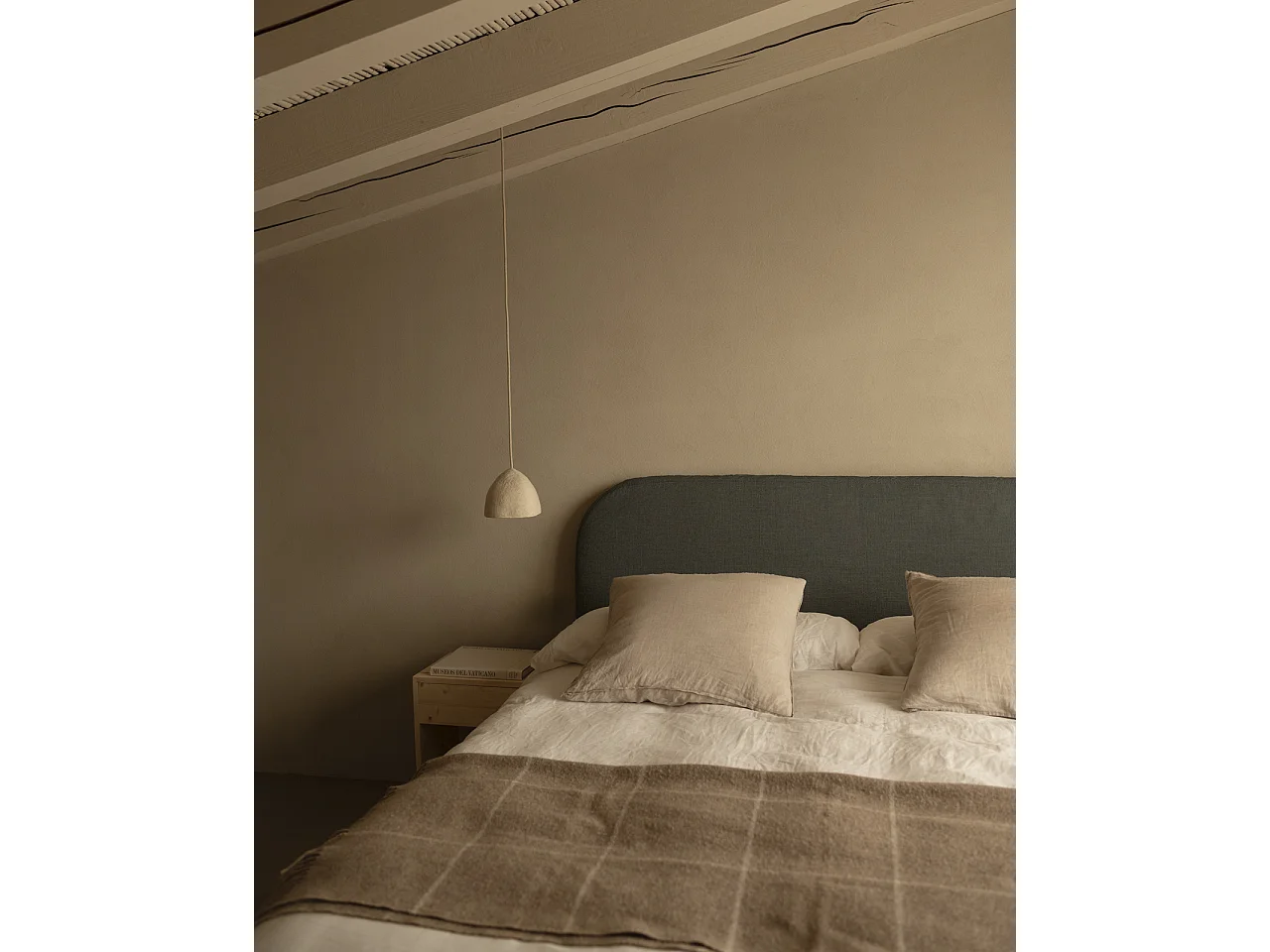 Cabecero tapizado desenfundable de lino azul de 140x110cm - MIA - DECOWOOD