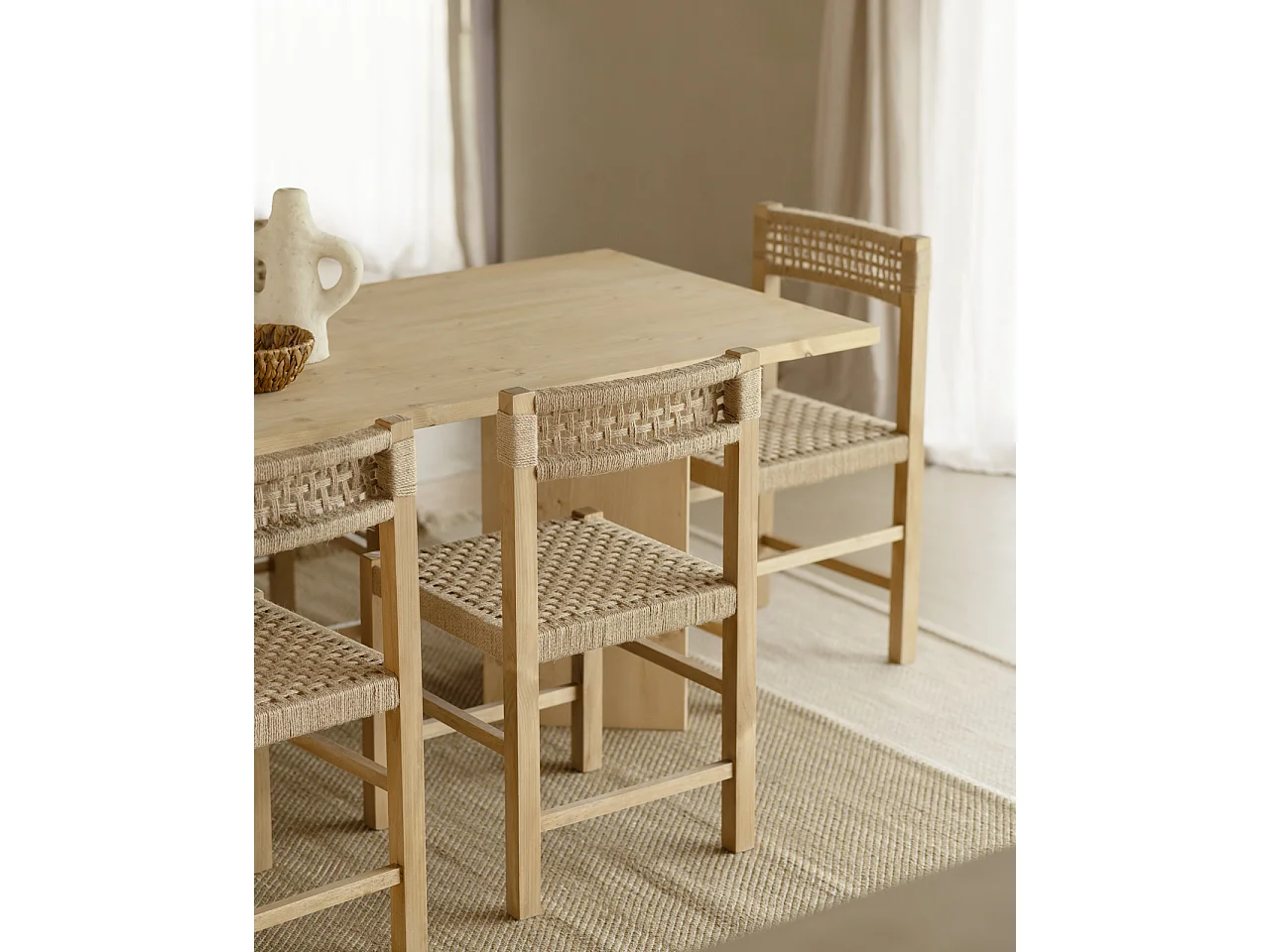 Tavolo da pranzo rettangolare in legno masello in tono rovere medio 200x75cm - KYOTO - DECOWOOD