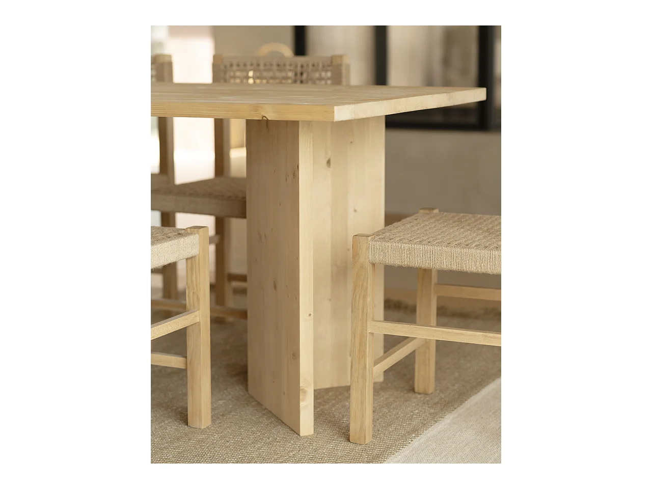 Tavolo da pranzo rettangolare in legno masello in tono rovere medio 200x75cm - KYOTO - DECOWOOD