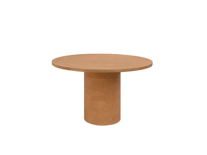 Mesa de comedor redonda de microcemento en tono terracota DECOWOOD de Ø160x75cm - LUCÍA - DECOWOOD