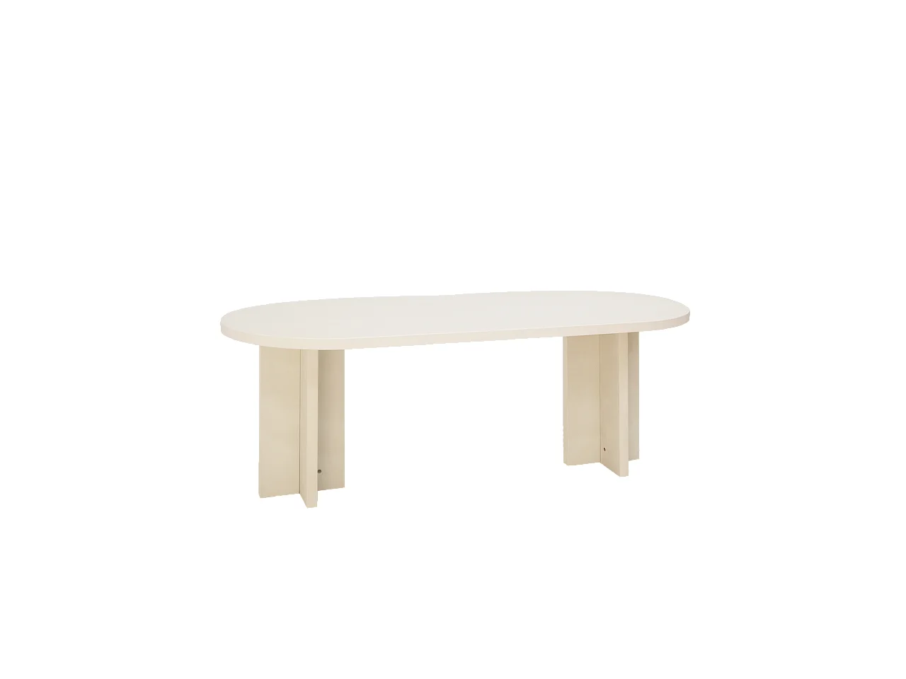 Table de salle à manger ovale en microciment blanc cassé 180x75cm - TOKYO - DECOWOOD