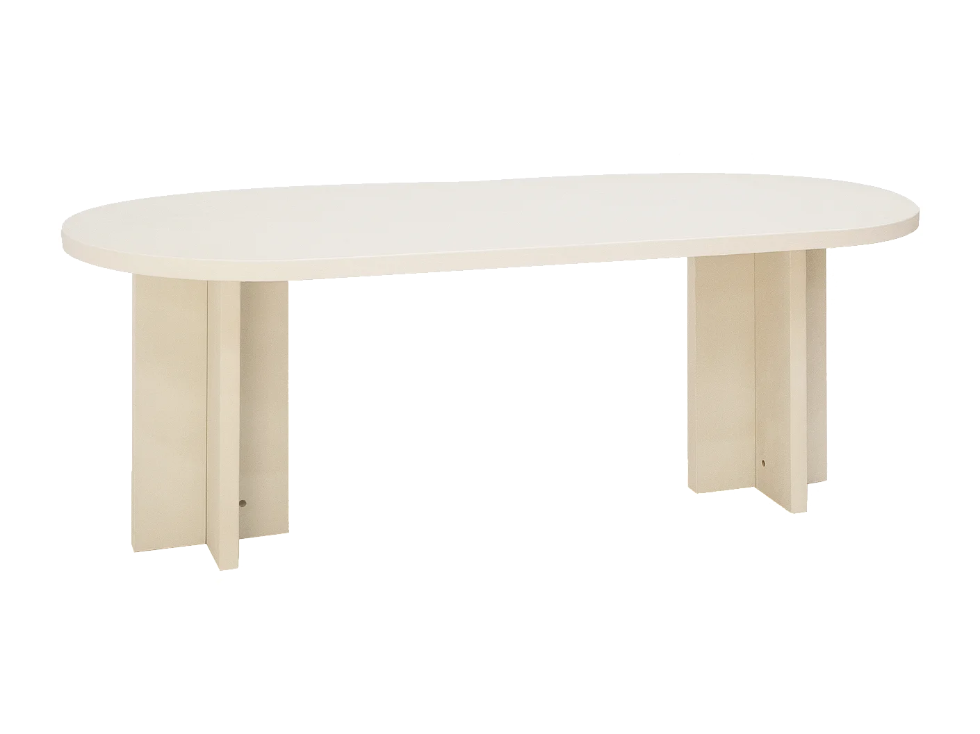Table de salle à manger ovale en microciment blanc cassé 180x75cm - TOKYO - DECOWOOD