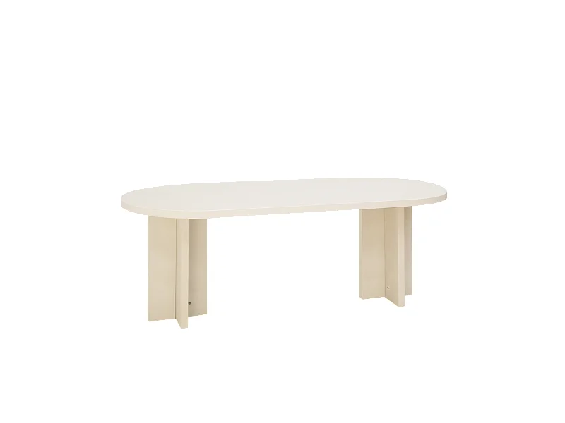 Table de salle à manger ovale en microciment blanc cassé 180x75cm - TOKYO - DECOWOOD