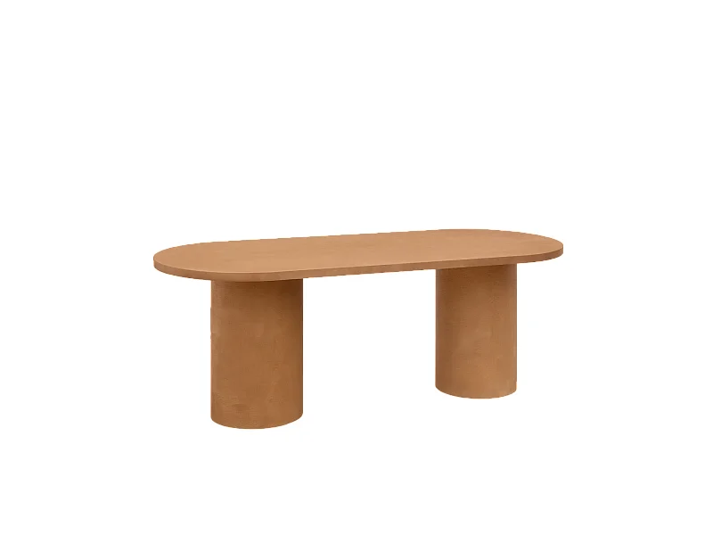 Mesa de comedor ovalada de microcemento en tono terracota DECOWOOD de 200x75cm - LUCÍA - DECOWOOD