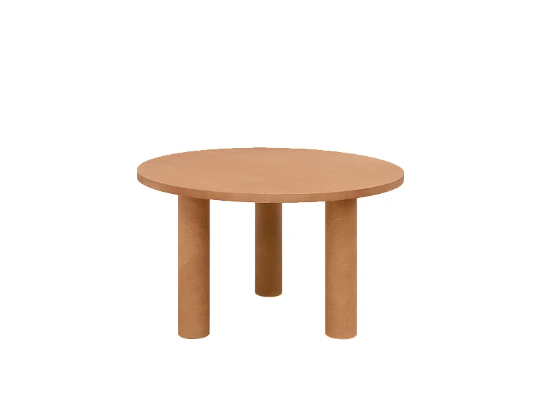 Mesa de comedor redonda de microcemento en tono terracota DECOWOOD de Ø120x75cm - LUCÍA - DECOWOOD