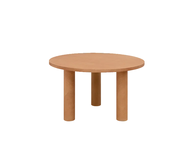 Mesa de comedor redonda de microcemento en tono terracota DECOWOOD de Ø120x75cm - LUCÍA - DECOWOOD