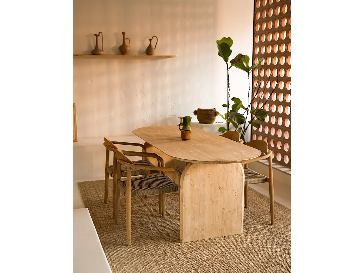 Tavolo da pranzo ovale in legno massello in tono marrone chiaro 160x75,2cm - BLOOM - DECOWOOD