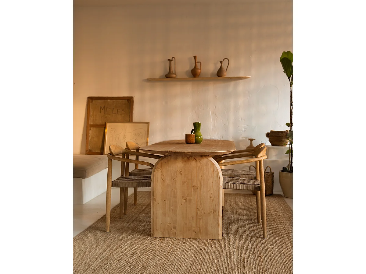 Tavolo da pranzo ovale in legno massello in tono marrone chiaro 160x75,2cm - BLOOM - DECOWOOD