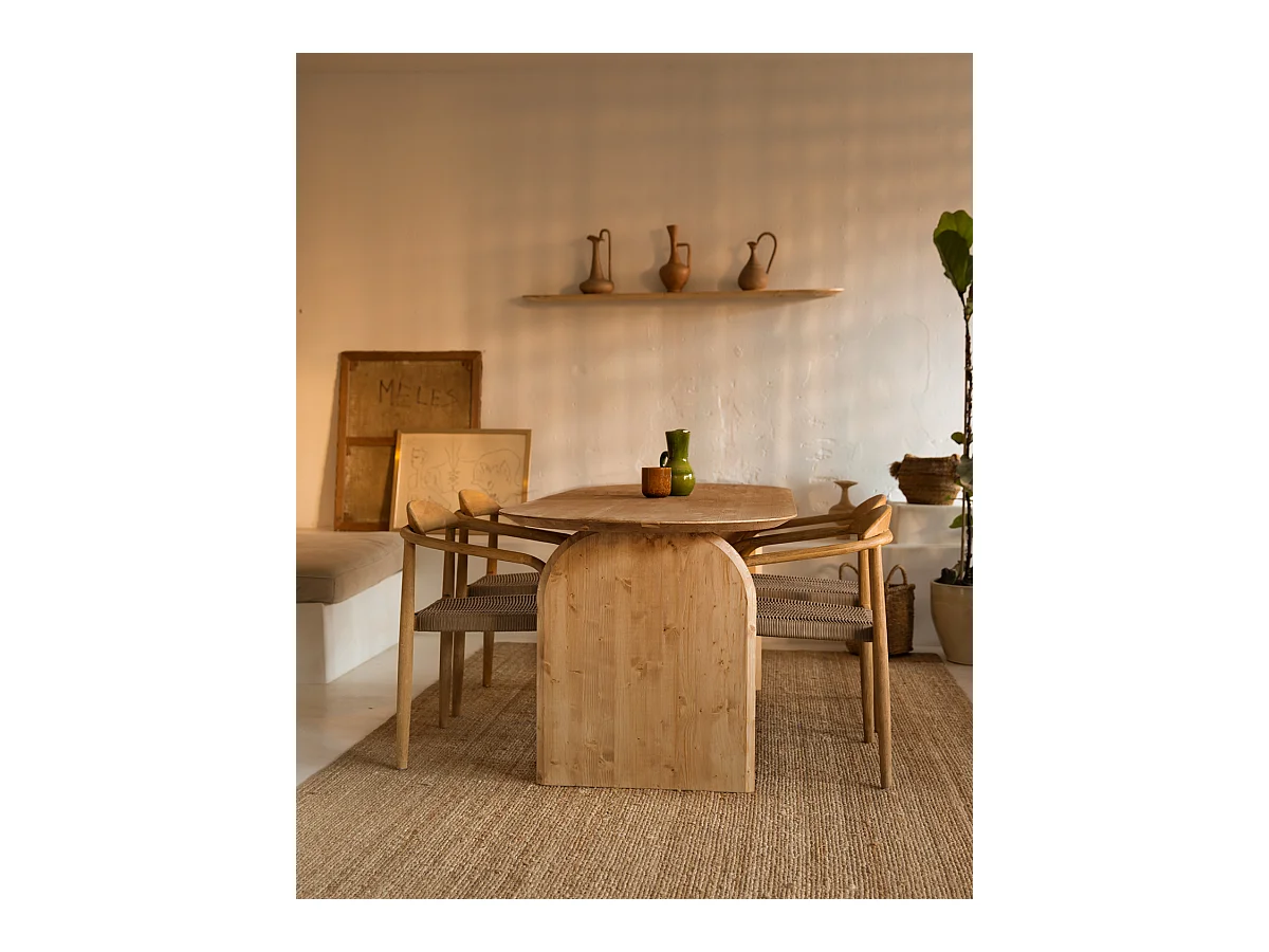 Table à manger ovale en bois de sapin marron 160x75,2cm - BLOOM - DECOWOOD