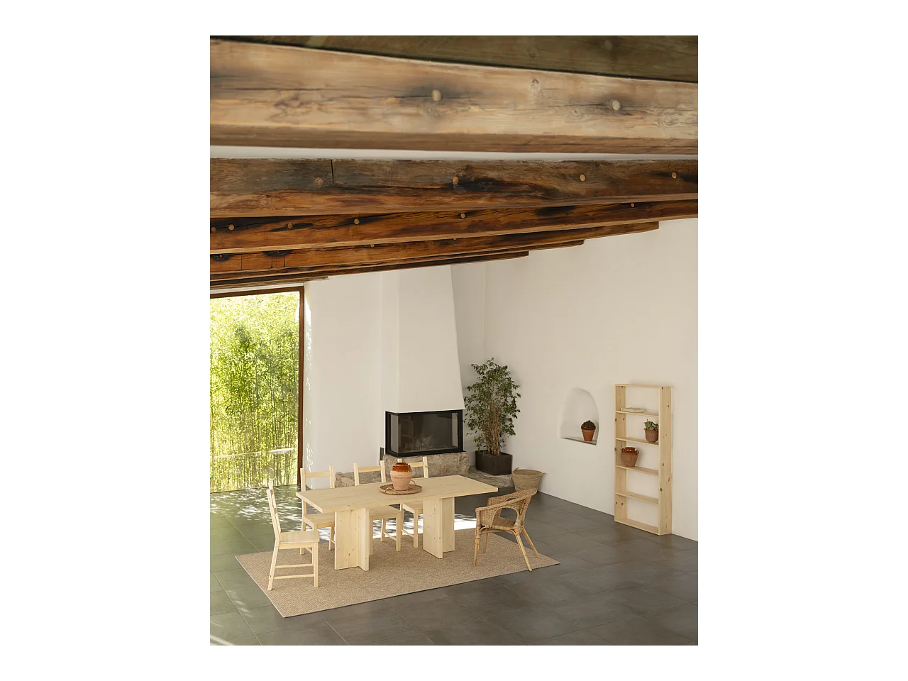 Table à manger en bois massif ton naturel de 180x75cm - TENA - DECOWOOD