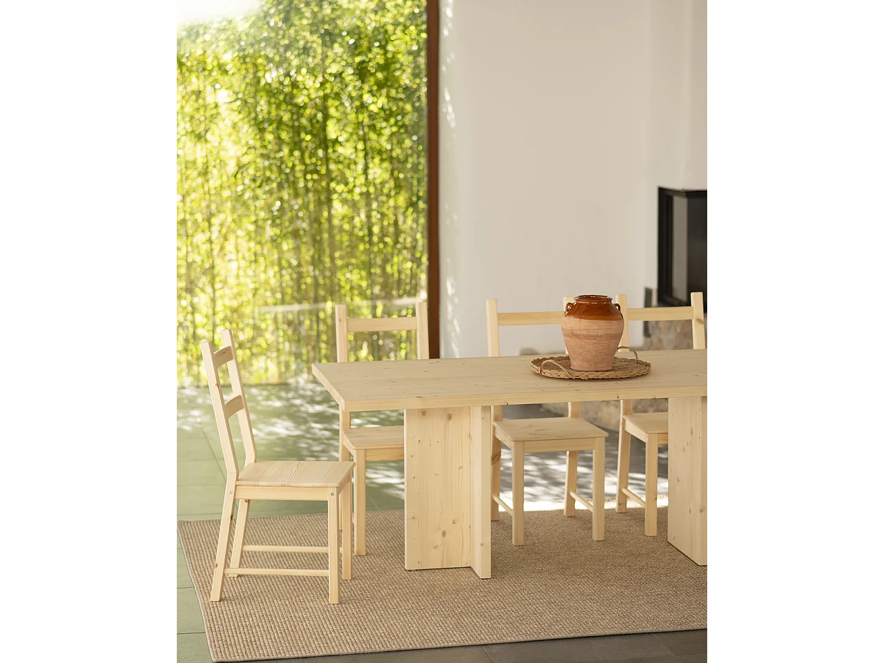 Table à manger en bois massif ton naturel de 180x75cm - TENA - DECOWOOD