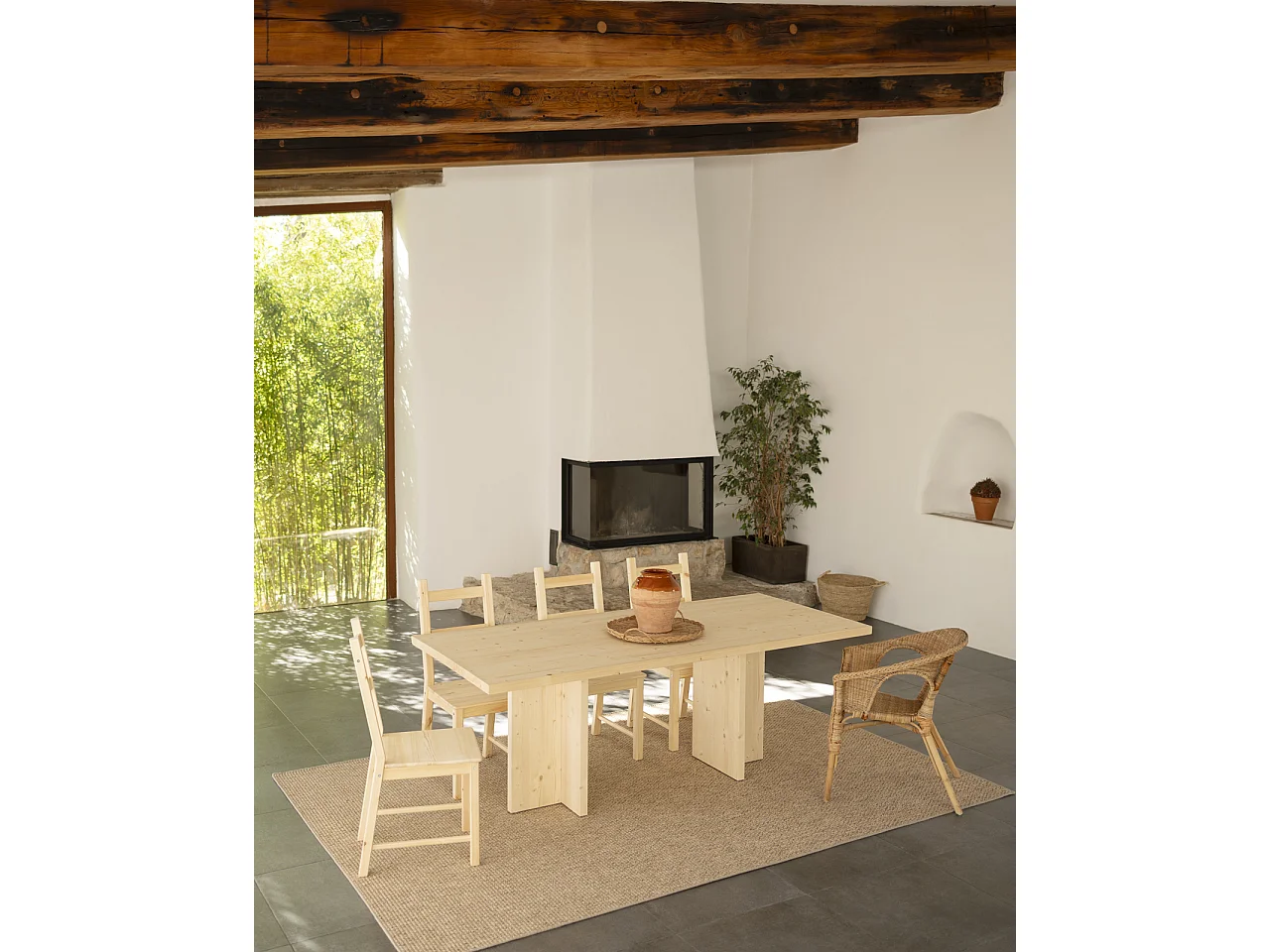 Table à manger en bois massif ton naturel de 180x75cm - TENA - DECOWOOD