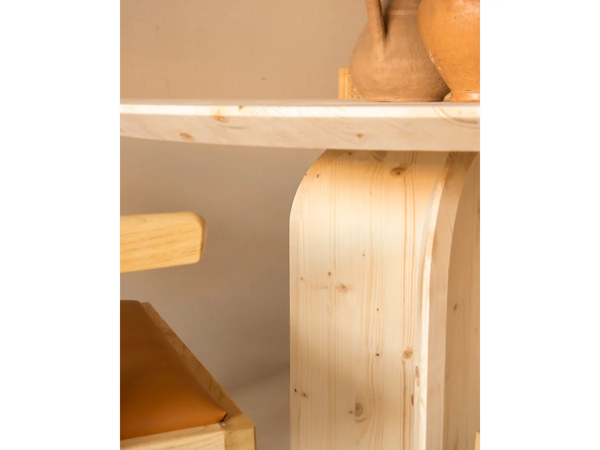 Mesa de comedor de madera de abeto maciza redonda Decowood en tono natural de Ø110x75cm - TOKYO - DECOWOOD