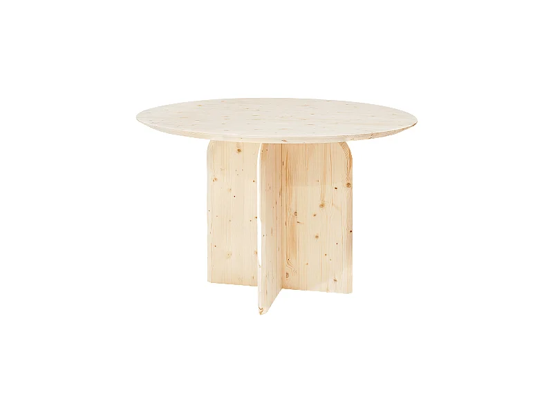 Tavolo da pranzo rotondo in legno massello in tono naturale Ø110x75cm - TOKYO - DECOWOOD