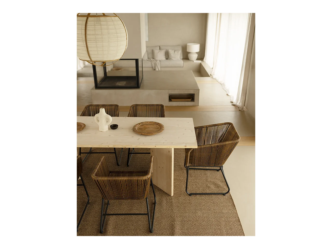 Table de salle à manger en bois de sapin naturel 180x75cm - KYOTO - DECOWOOD