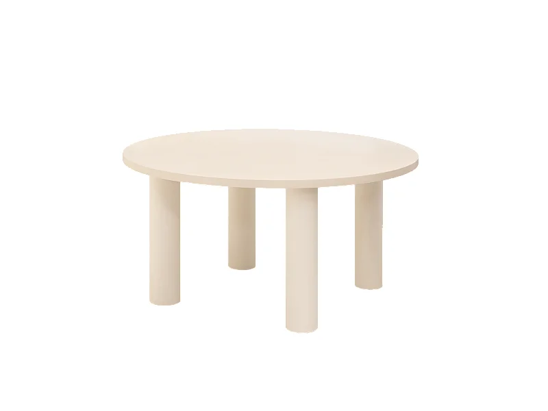 Mesa de comedor redonda de microcemento en tono blanco roto DECOWOOD de Ø160x75cm - LUCÍA - DECOWOOD