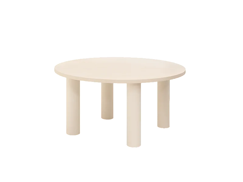 Table de salle à manger ronde en microciment de teinte blanc cassé 160cm - LUCÍA - DECOWOOD