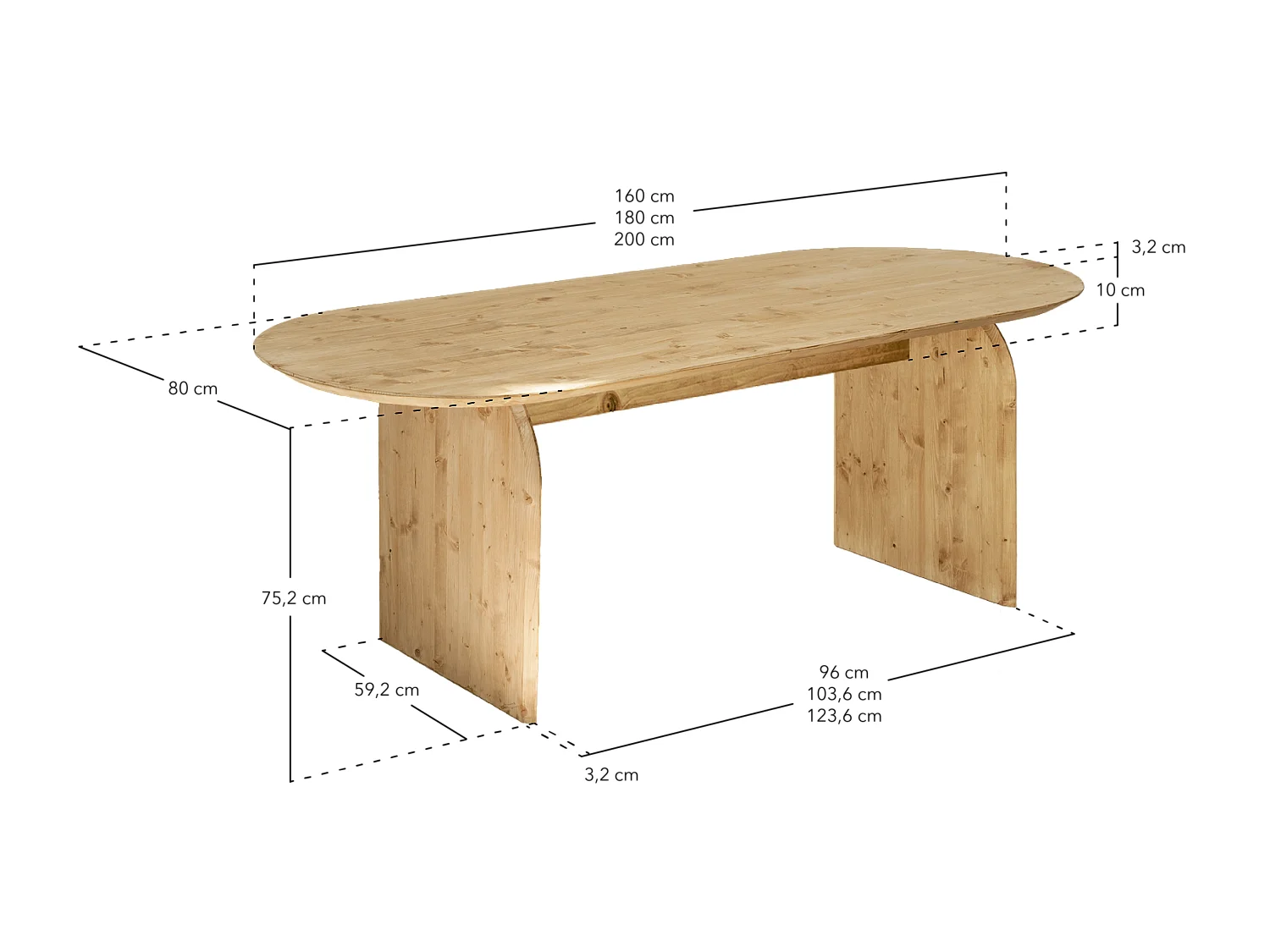 Table à manger ovale en bois de sapin vieilli 160x75,2cm - BLOOM - DECOWOOD