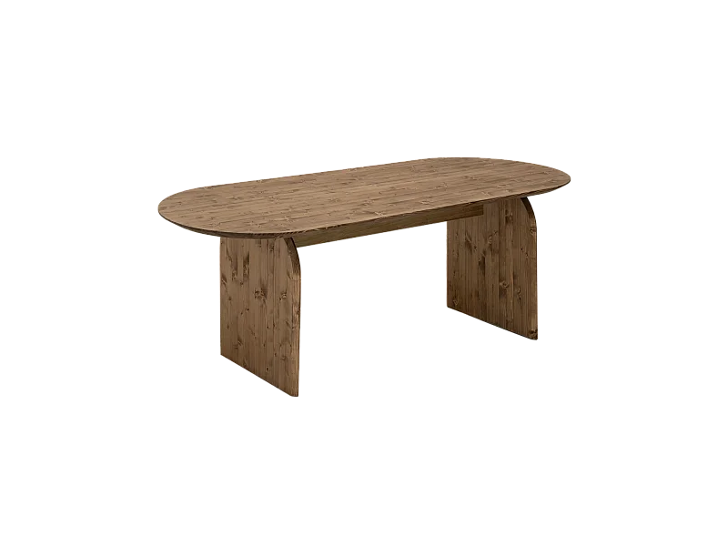 Tavolo da pranzo ovale in legno massello in tono marrone 160x75,2cm - BLOOM - DECOWOOD