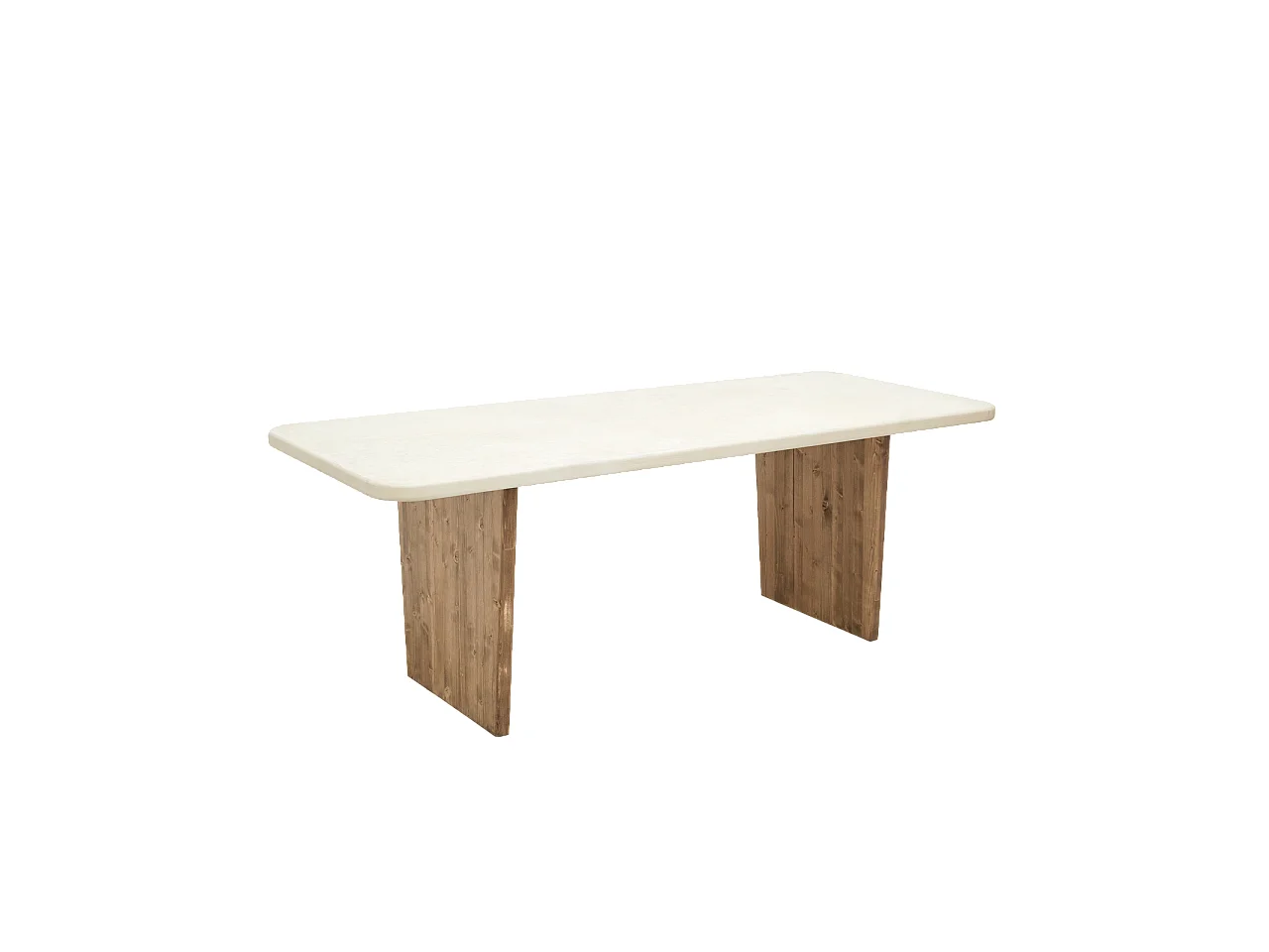 Table de salle à manger en microciment blanc cassé et vieilli 200x75cm - BIMBA - DECOWOOD