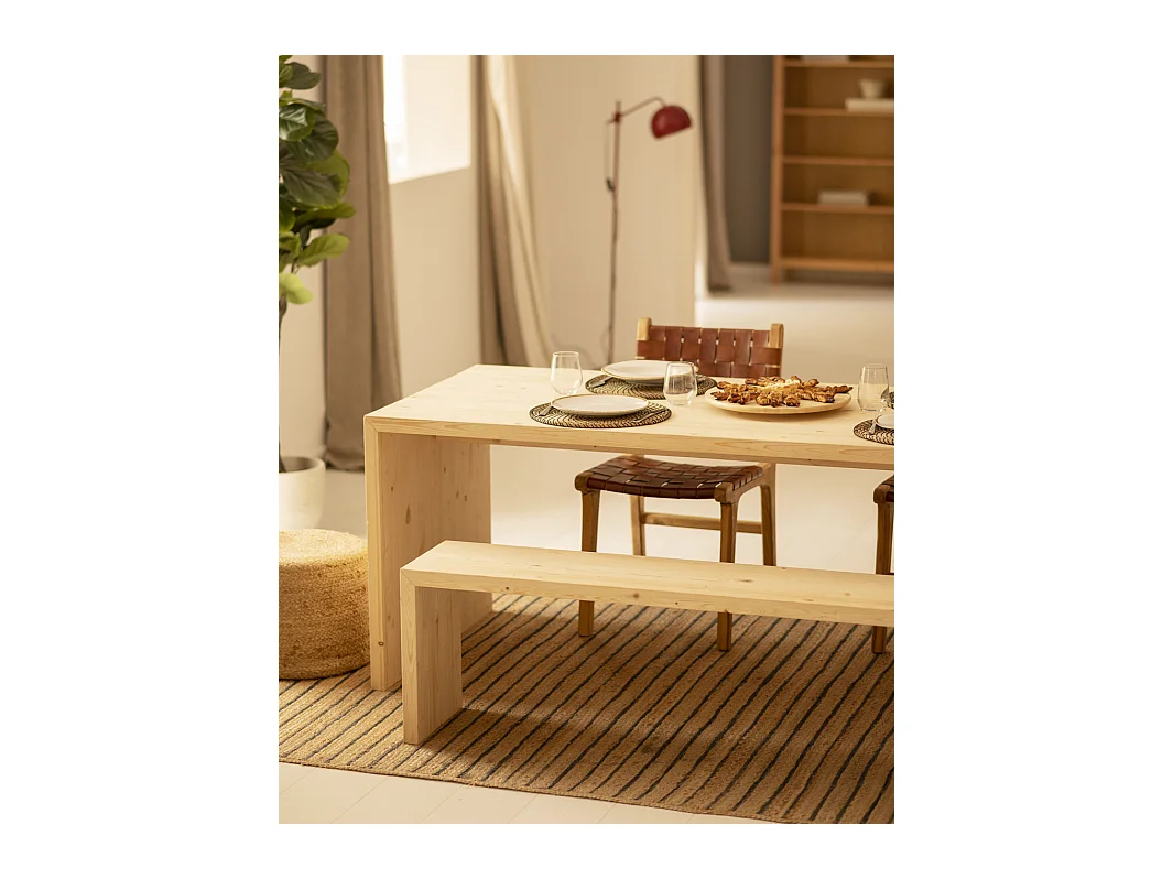 Table de salle à manger en bois de sapin naturel 120x75cm - TELVA - DECOWOOD