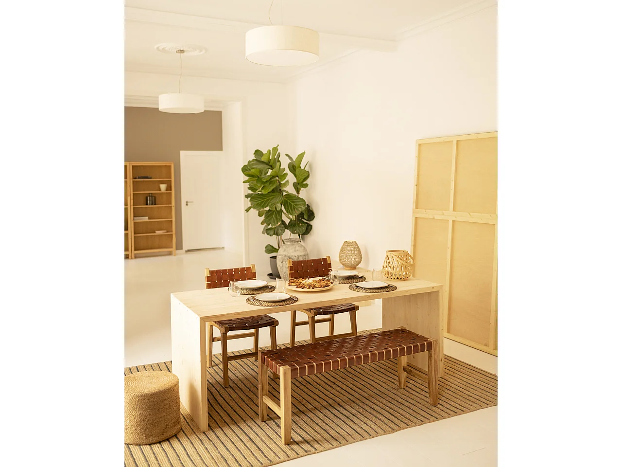 Table de salle à manger en bois de sapin naturel 120x75cm - TELVA - DECOWOOD