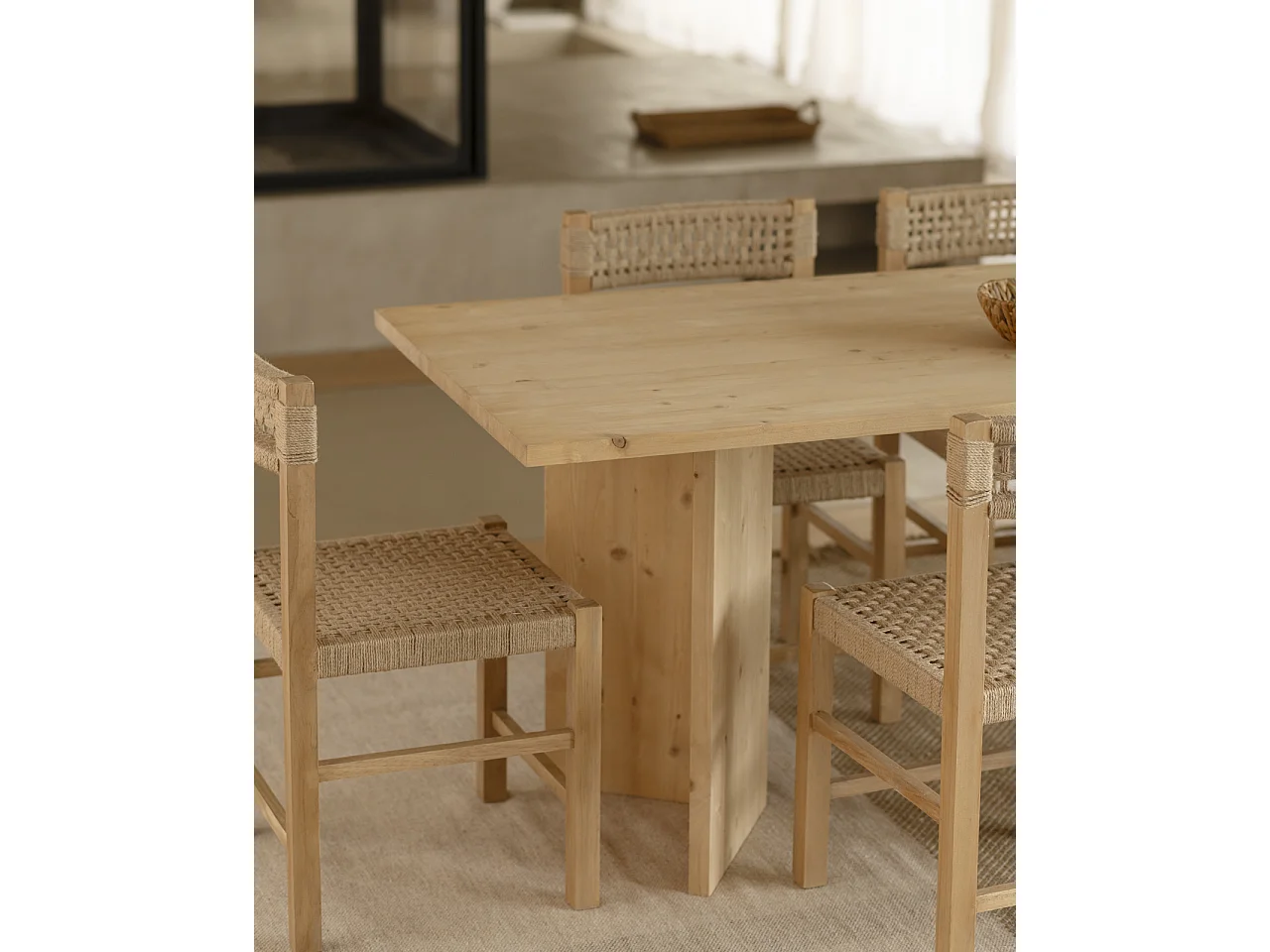 Tavolo da pranzo rettangolare in legno masello in tono rovere medio 180x75cm - KYOTO - DECOWOOD