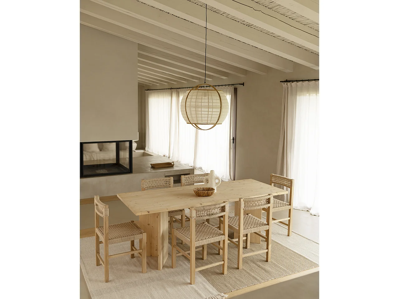 Table de salle à manger en bois de sapin marron 180x75cm - KYOTO - DECOWOOD