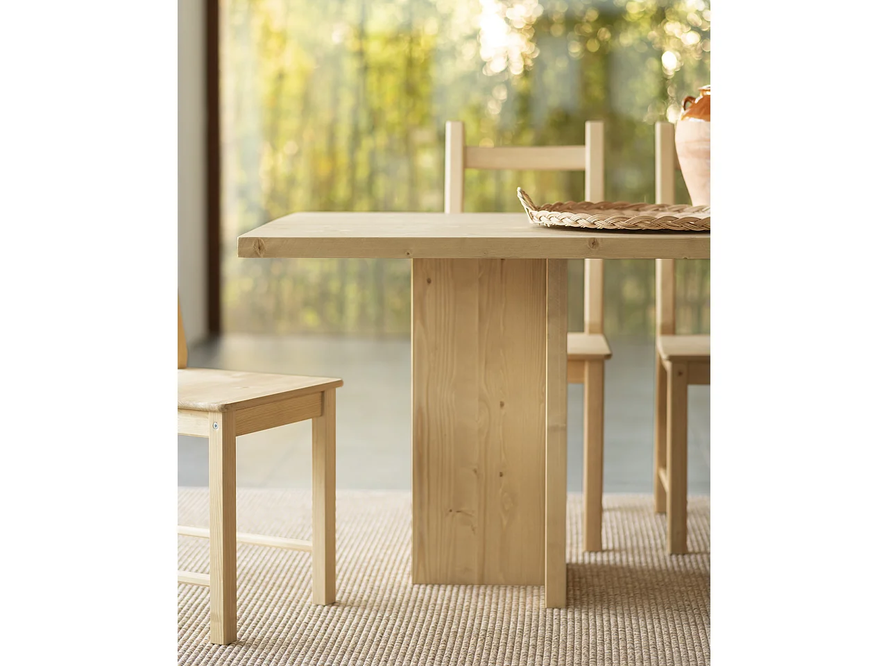 Tavolo da pranzo in legno massiccio colore marrone chiaro 160x75cm - TENA - DECOWOOD