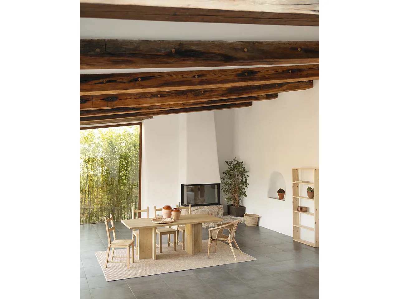 Table à manger en bois massif ton marron de 160x75cm - TENA - DECOWOOD