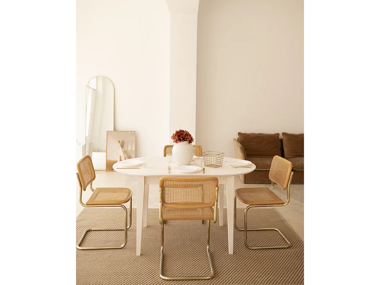 Table à manger en bois de sapin blanc 120x80cm - FRIDA - DECOWOOD