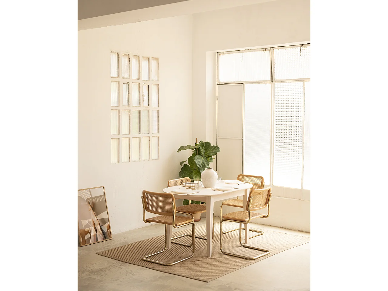 Table à manger en bois de sapin blanc 120x80cm - FRIDA - DECOWOOD