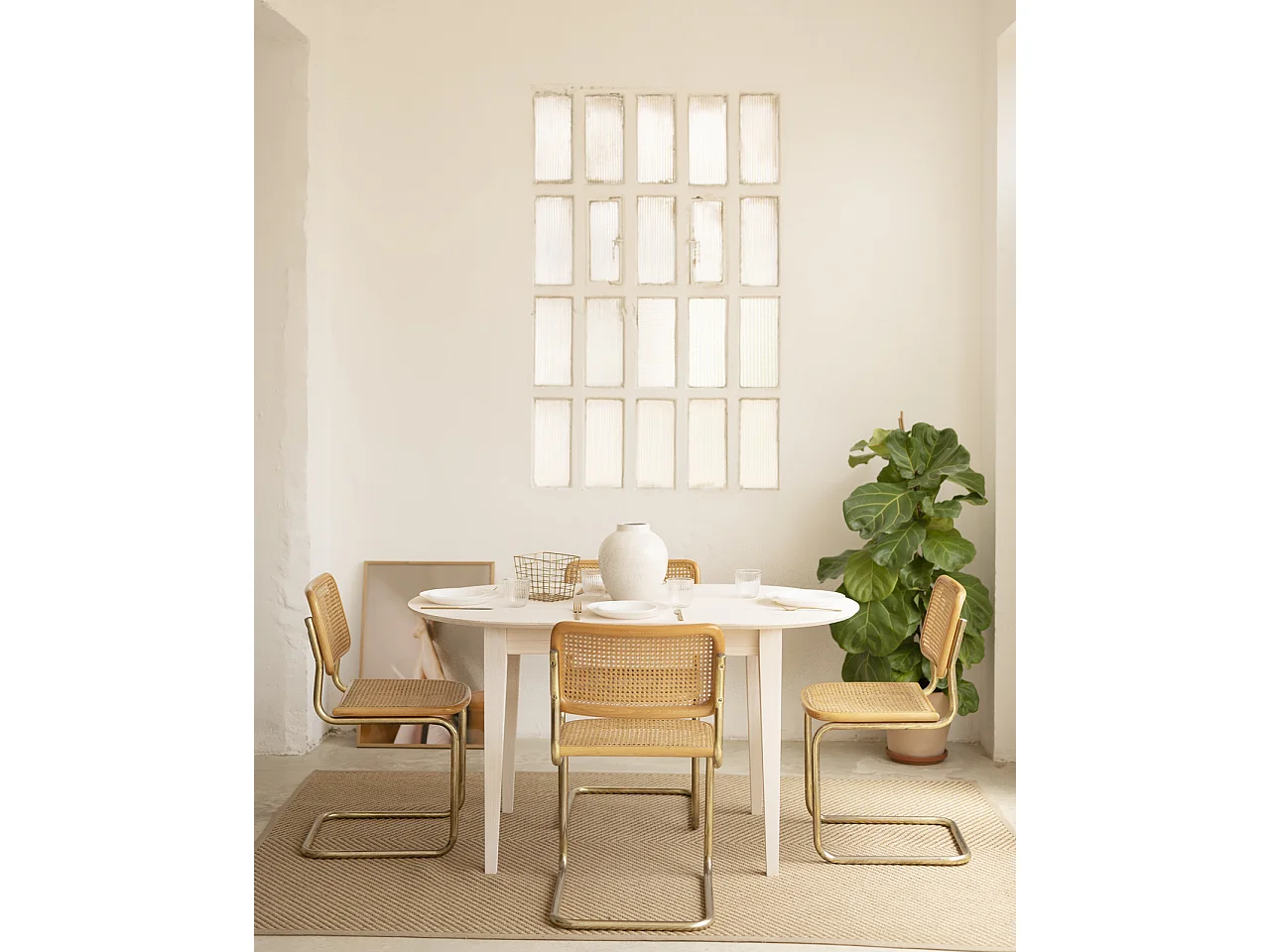 Table à manger en bois de sapin blanc 120x80cm - FRIDA - DECOWOOD