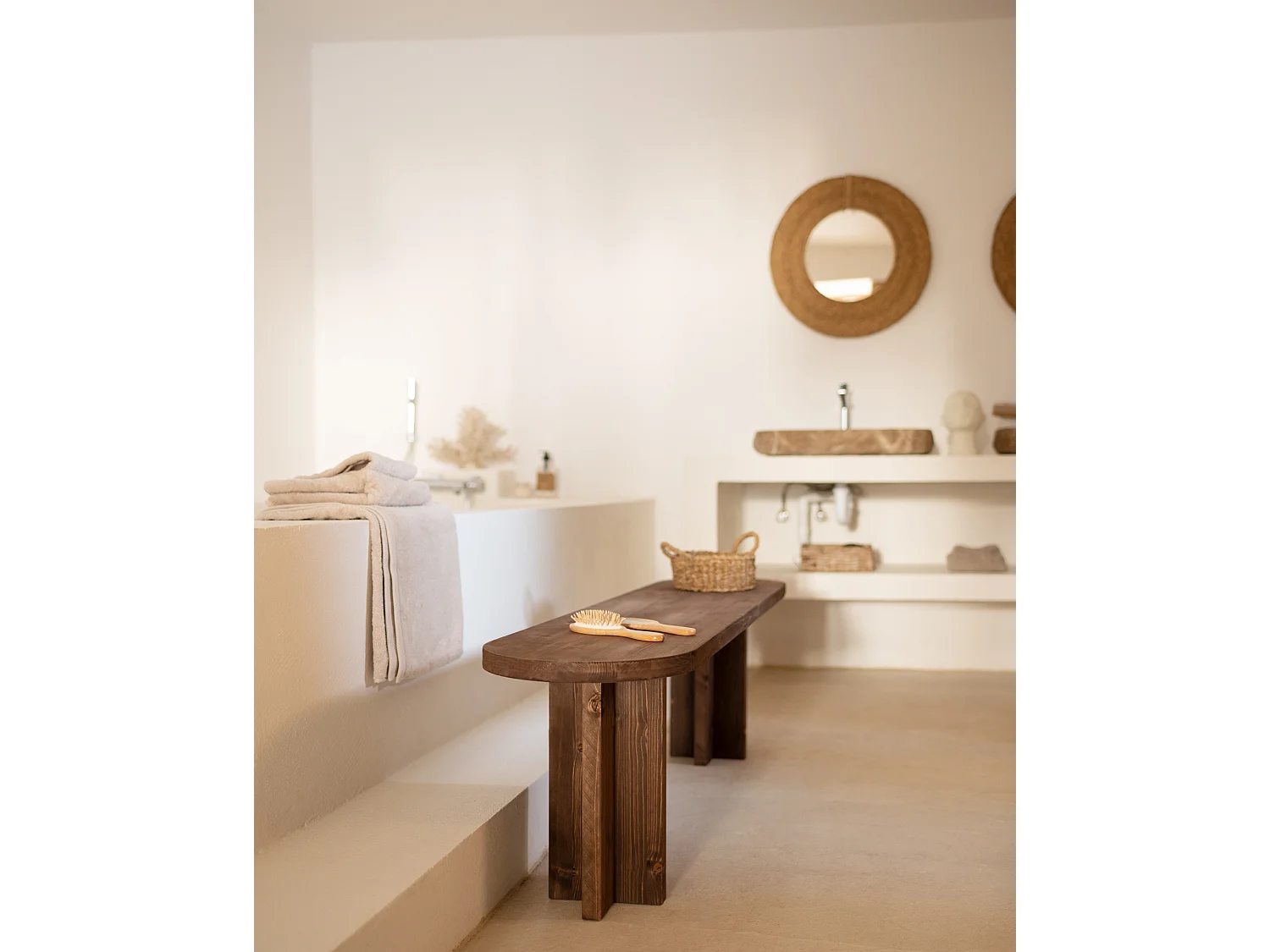 Ensemble table à manger ovale et banc bois de sapin marron 160x75cm - TOKYO - DECOWOOD