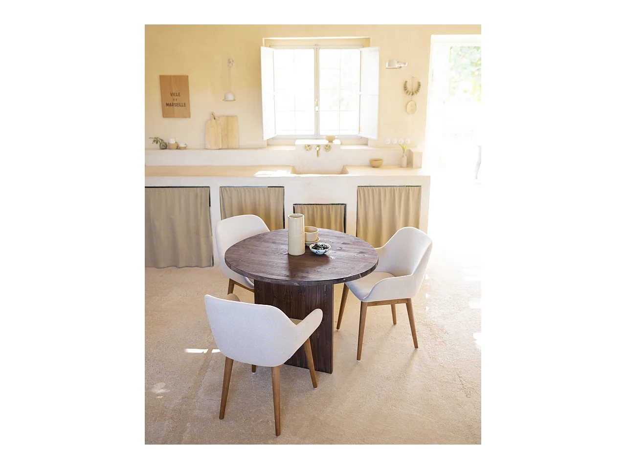 Tavolo da pranzo in legno massello in tono noce 101x75cm - MUR - DECOWOOD