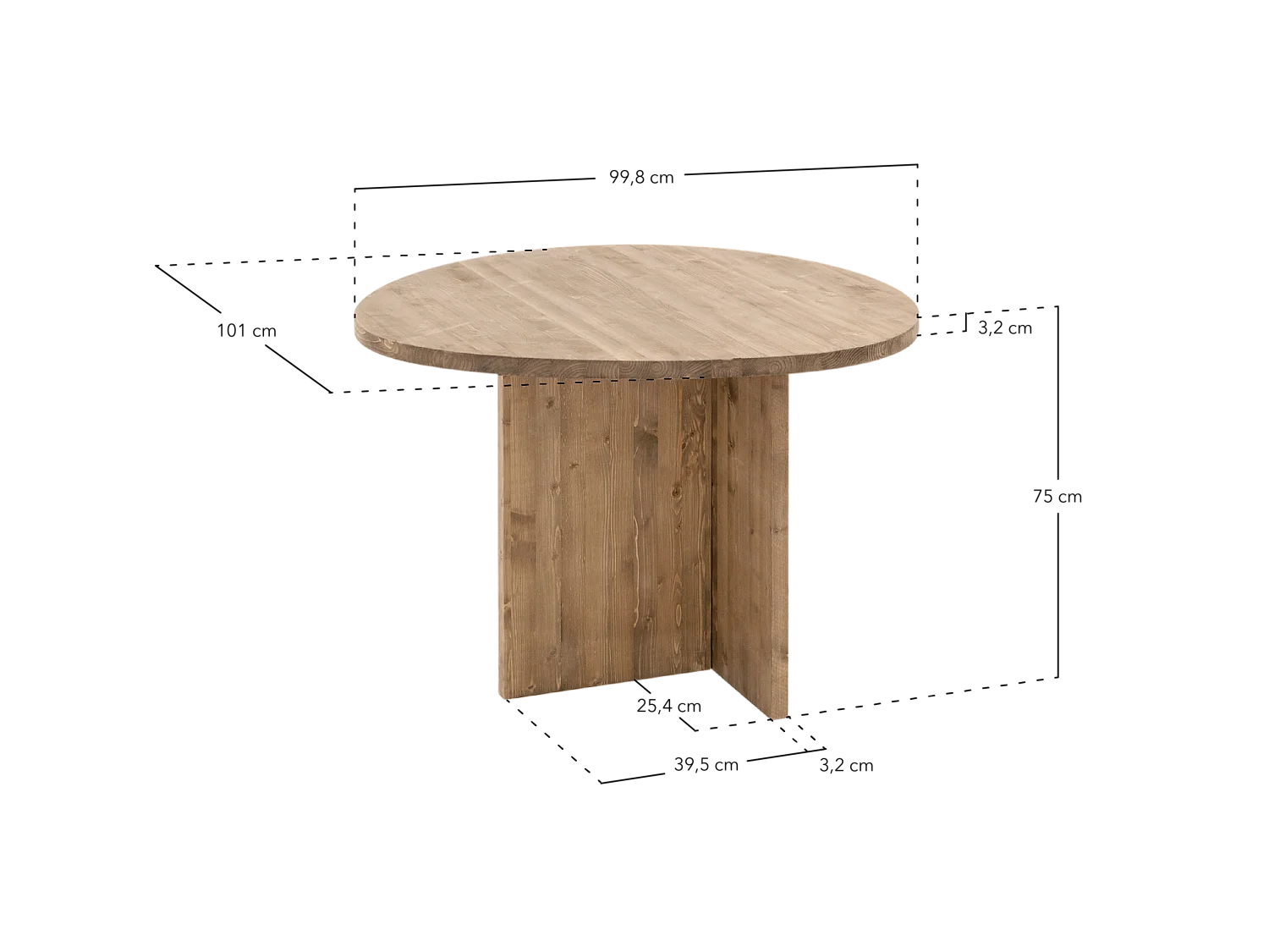 Tavolo da pranzo in legno massello in tono noce 101x75cm - MUR - DECOWOOD