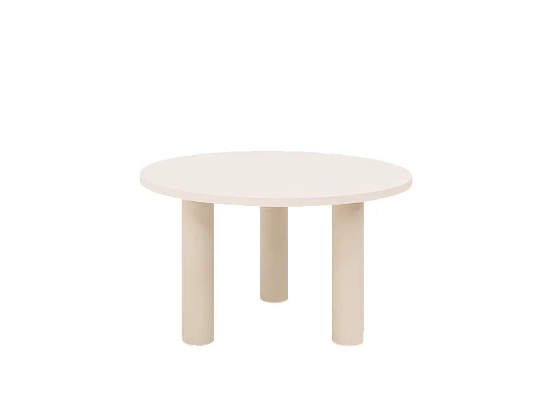 Mesa de comedor redonda de microcemento en tono blanco roto DECOWOOD de Ø120x75cm - LUCÍA - DECOWOOD